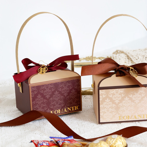New style hand-held wedding candy box, wedding candy box, candy bag, party favor, return gift, empty box