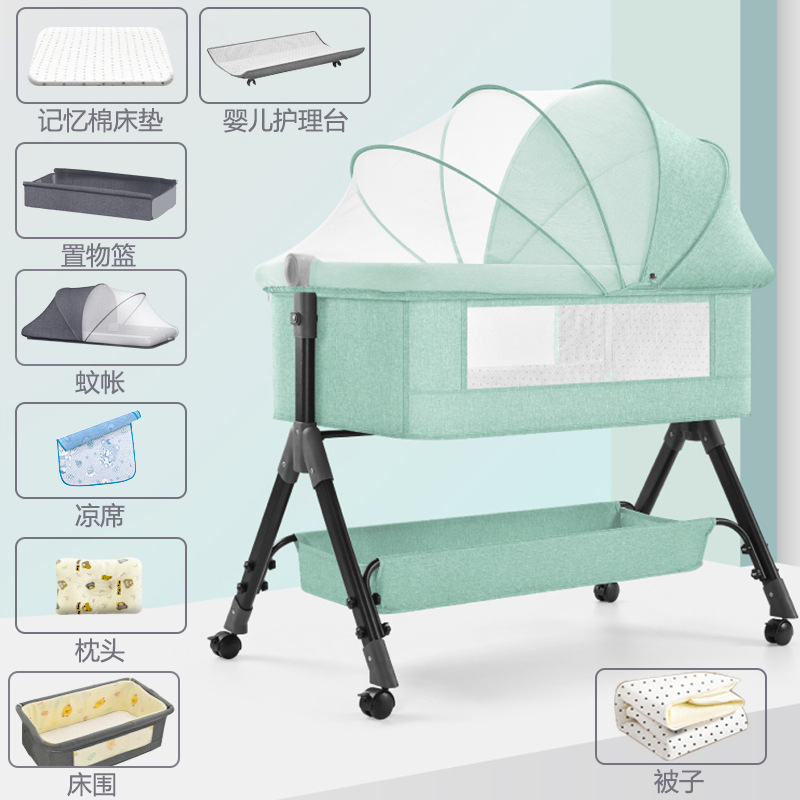 Cuna de bebé recién nacido cama costura Cama grande Baby Shaker BB cama de los niños cuna cama multifuncional móvil plegable