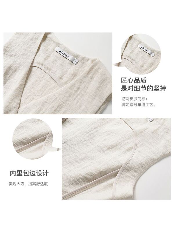 老钱风马甲夏季薄款女外搭坎肩2025新款修身短款无袖西装亚麻背心|undefined