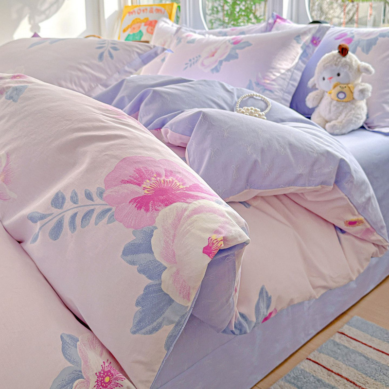 ins caricatura para niños algodón cama de cuatro piezas set 100 sábanas de flor de algodón sábanas