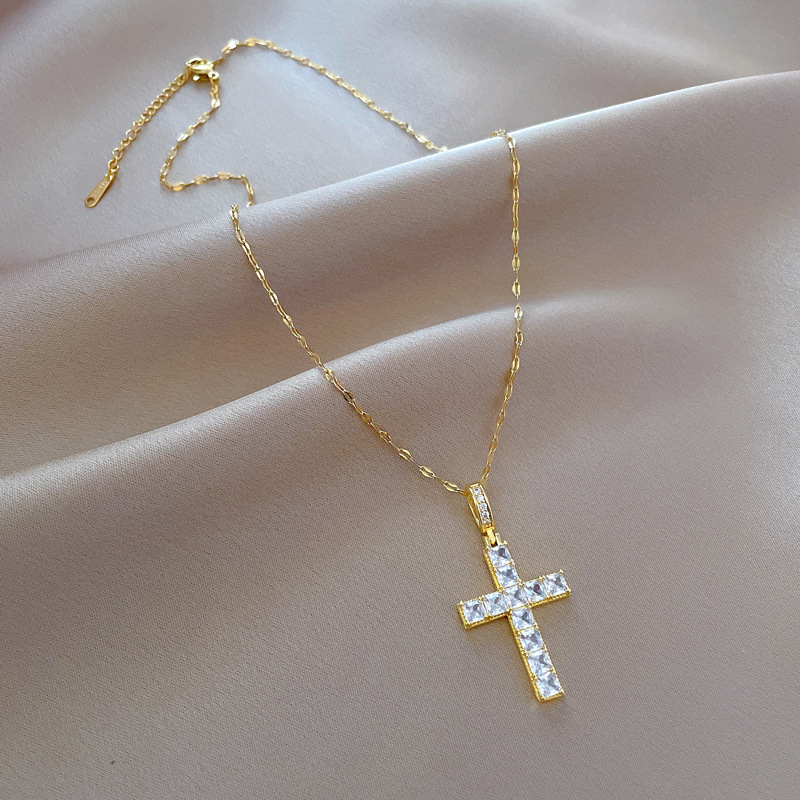 Collana statement di lusso con zirconi per donna in acciaio_voghion.com