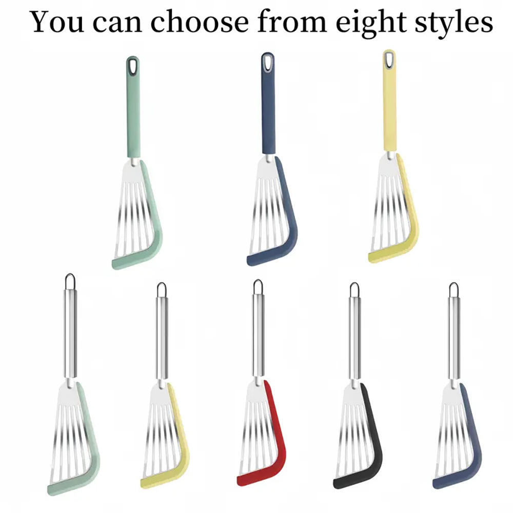 Pala de pescado frita de silicona transfronteriza Pala de fuga de grado alimenticio Pala de bistec de silicona de acero inoxidable Pala de cocina Pala de olla resistente a altas temperaturas Hogar