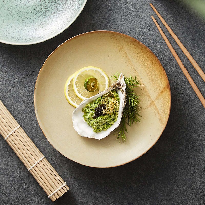 Yishanhe Plato de cocina de cerámica para el hogar nórdico original Plato de cena occidental Plato de bistec Plato de cambio de horno Plato de desayuno Plato plano