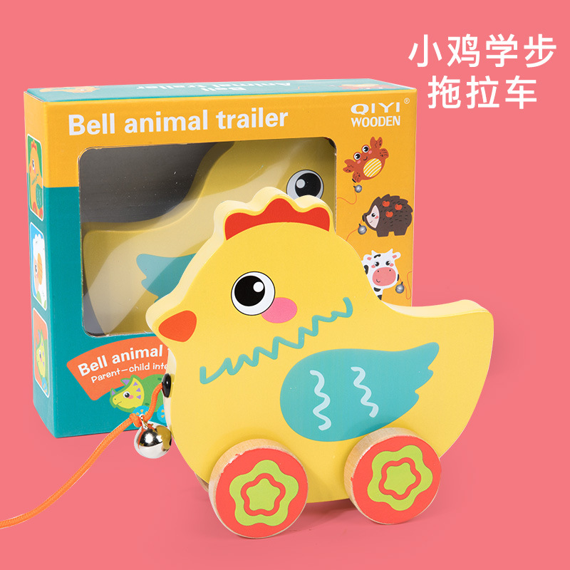 Niño pequeño para niños arrastre juguete Pull-and-play trolley imagen de dibujos animados cocodrilo cachorro madera Pull-Line Walker