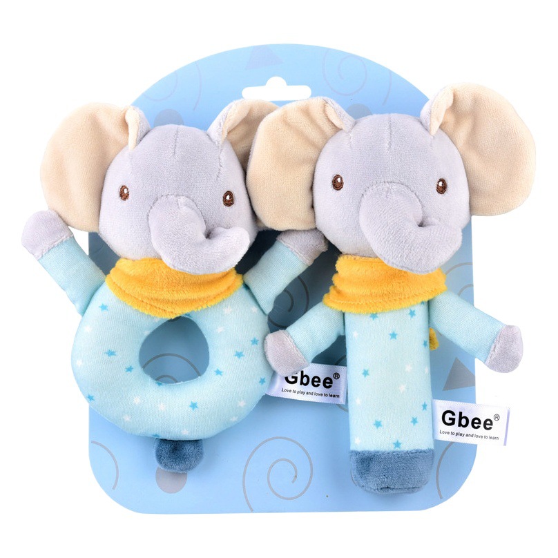 Gbee nuevo color tejido de punto sonajero bebé calmante juguete animal mano palo 0-1 años de edad juguete de peluche