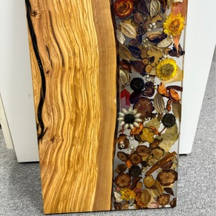 Natural Dried Fruit Material Eternal Flower Specimen Solid Wood Resin Tray Home Decoration Personalized Mixed Plant Tray