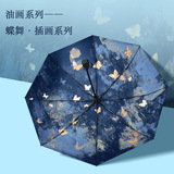 Butterfly Sun Umbrella Umbrella Sunscreen UV-proof Women's Black Umbrella Sunny and Rain Dual-purpose Automatic Umbrella