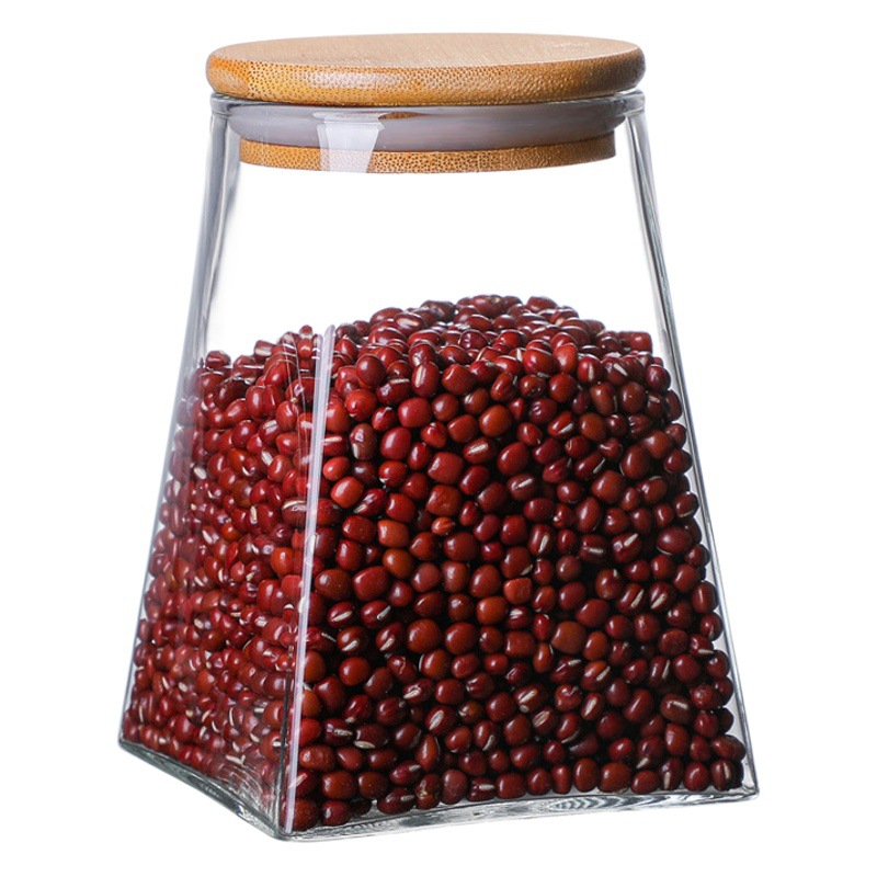 Frasco sellado de vidrio Cocina Comida pantalla almacenamiento tarro hogar grado alimenticio té tarro de café cuadrado