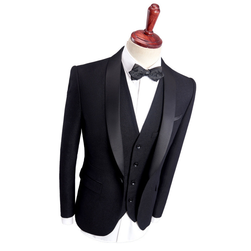 Abbigliamento uomo Abiti da sposo da uomo Smoking da sposo con risvolto a scialle Maniche lunghe per occasioni formali e informali Alla moda_voghion.com