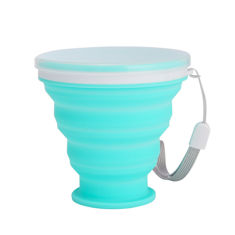 Taza de agua plegable transfronteriza de silicona para viajar, taza de agua plegable fácil de transportar, taza de agua plegable anti-caída, taza de agua plegable de moda