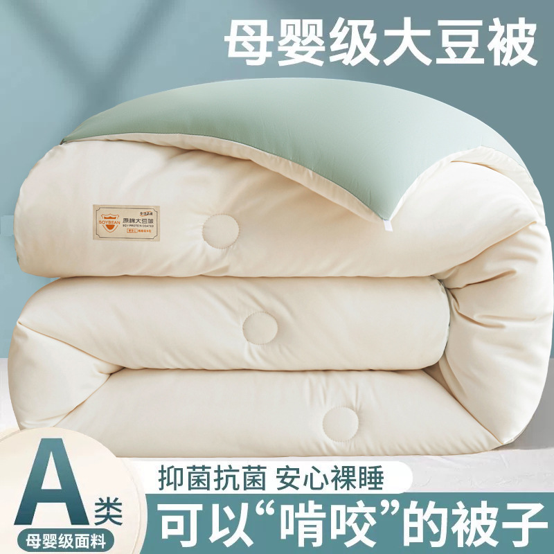 Class a Maternal and Infant Grade Pure Color Double Cotton Soy Fiber Quilt Core Thickeneded Winter Quilt Spring & Fall Quilt Dormitory Quilt Core