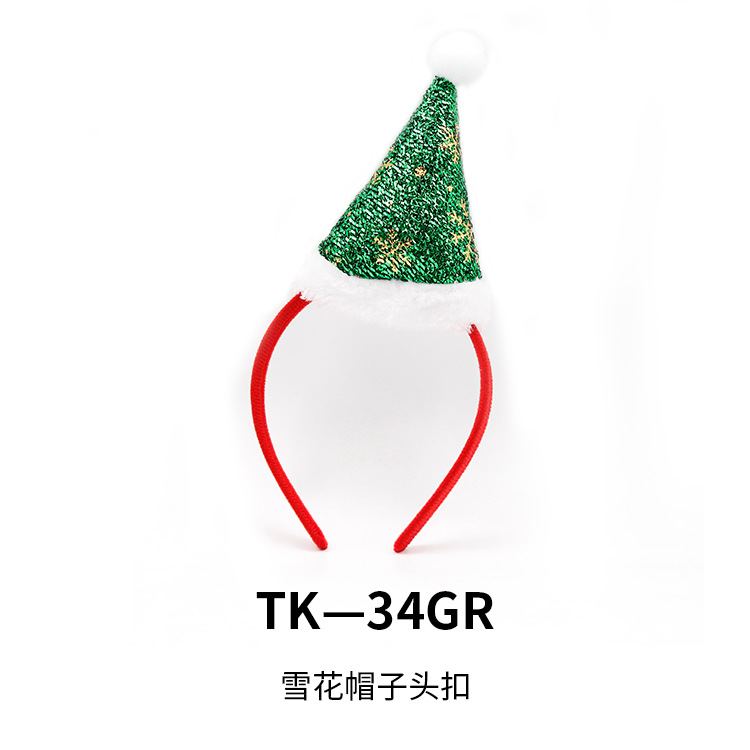 Diadema decorativa navideña con cuernos de reno y diadema de muñeco de nieve, decoraciones para fiestas navideñas, accesorios para la cabeza para adultos y niños, reno. image 29