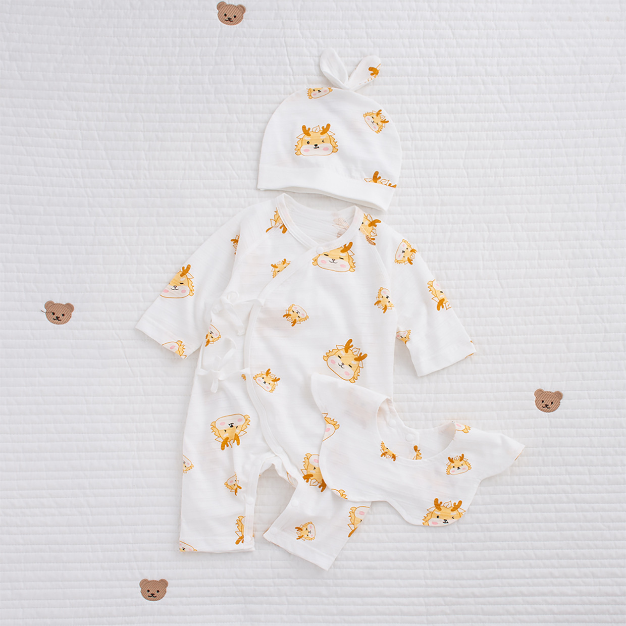 Ultra-thin and cool summer deer bodysuit 3-piece set