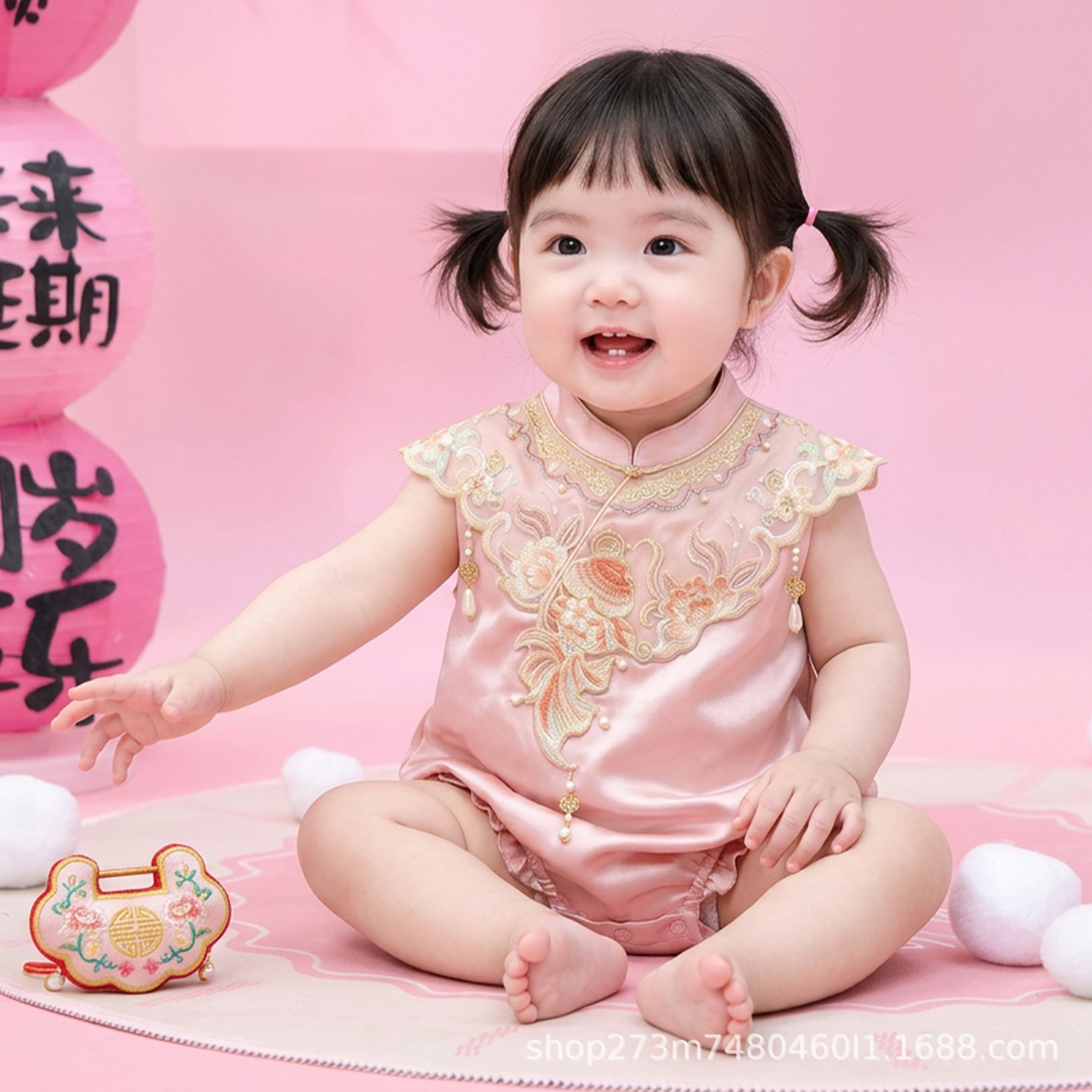 Summer Thin Baby Girl Hanfu Romper, Infant One-Year-Old Birthday Outfit, Newborn Chinese Style Jumpsuit, First Birthday Celebration Outfit