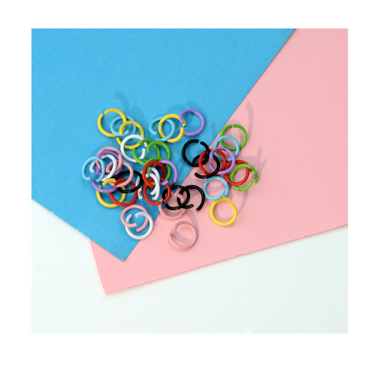 DIY pintura color anillo abierto anillo de conexión de metal hecho a mano solo anillo pulsera collar de color caramelo llavero material