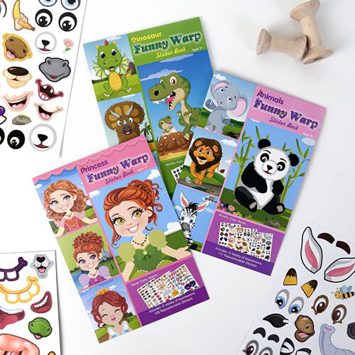 Cross-border fun diy children's stickers focus animal dinosaur elephant panda face changing princess dress up sticker book