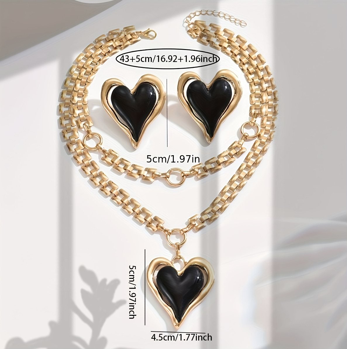 Exaggerated Oversized Heart Pendant Multi-layer Necklace Elegant_voghion.com