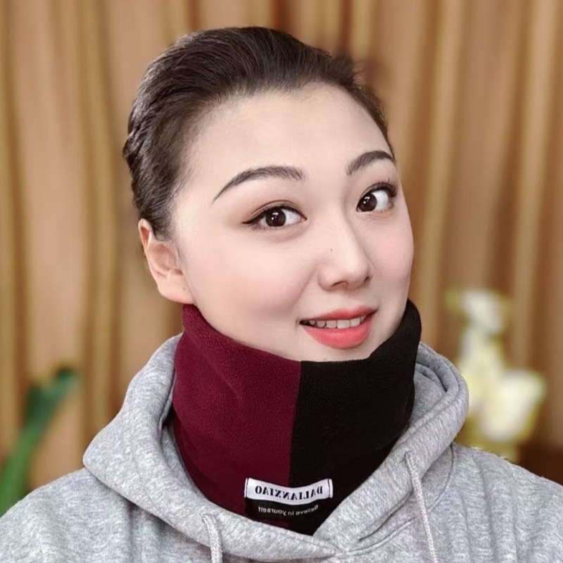 冬季双层加厚保暖奥利绒脖套户外骑行时尚男女拼色套头防寒围脖|undefined
