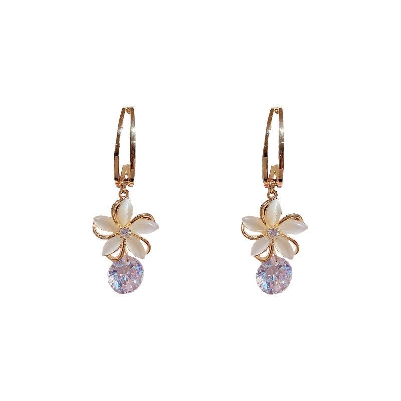 Серебряная игла, серьги, проба серебра 925, кошачий глаз, цветочный, оптом, интернет-знаменитость