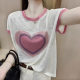 Outlets Brand Counter Cut Label Clearance Thin Loose Age-reducing Round Neck Linen Colorblock Short-sleeved Knit Sweater for Women
