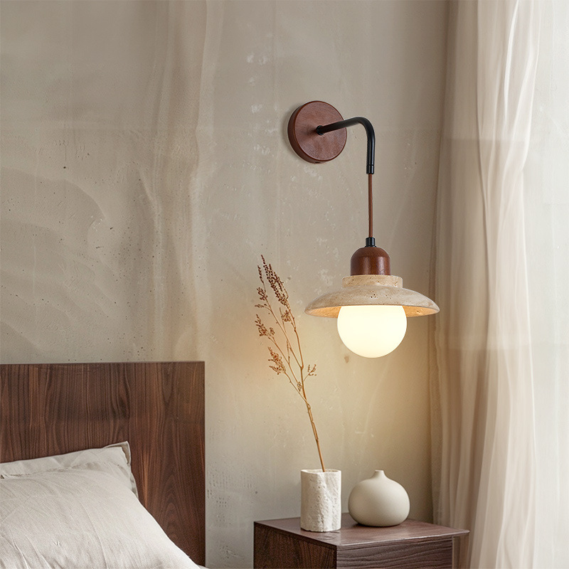 Hotel vestíbulo dormitorio lámpara de pared amarilla pasillo lámpara de pared estilo japonés lámpara de pared agujero de pared de piedra cerrado por el pasillo de la cabecera de la cama