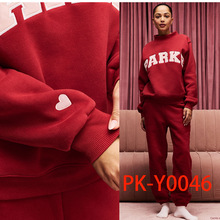 26春季新款北美小众PARKE字母贴布绣爱心刺绣立领宽松女士卫衣衫