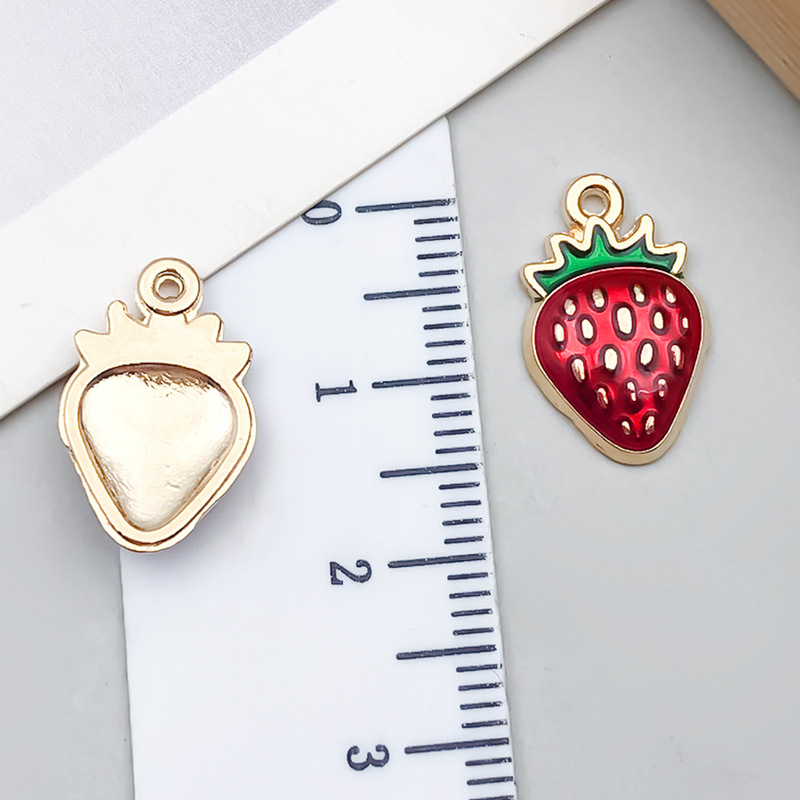 DIY 合金ジュエリーアクセサリー KC ゴールドドリップオイル合金イチゴフルーツペンダントキーホルダーイヤリングネックレスペンダント|undefined