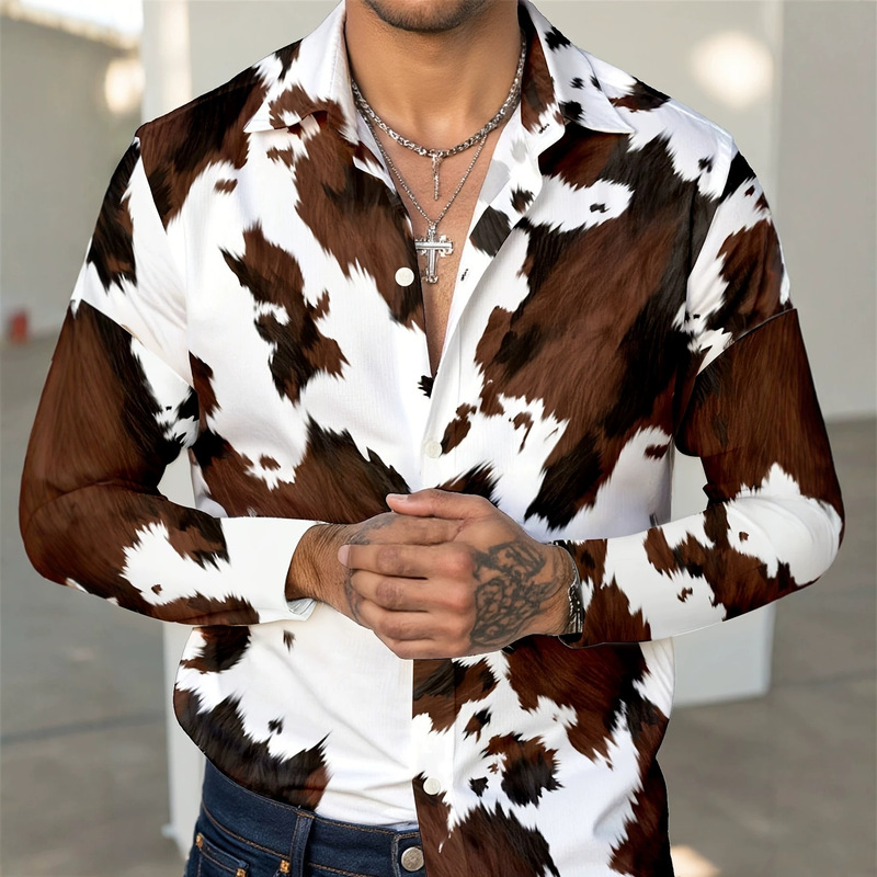 2026 Cross-border 3D Street Retro Style Street Texture Print Men's Long Sleeve Shirt 2026 Cross-border 3D Street Retro Style Street Texture Print Men's Long Sleeve Shirt