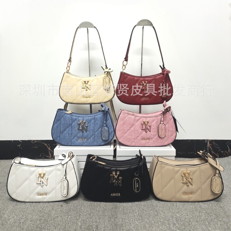 Lyn 2026 Spring New Artistic Underarm Bag Denim Baguette Bag Handheld Shoulder Crossbody Women's Bag