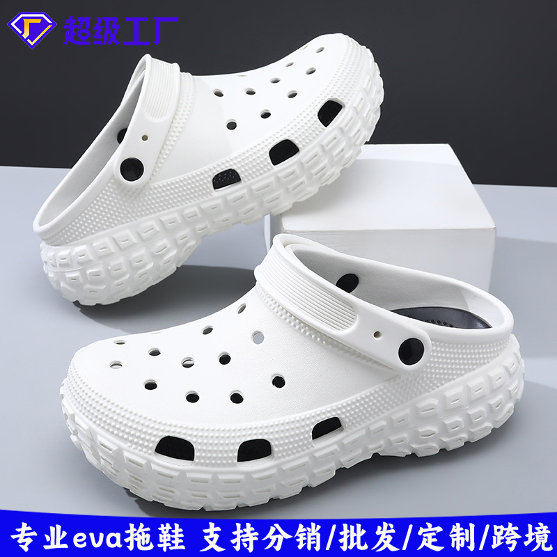 2025 New Super Thick-Soled Tire Crocs Men's Height-Increasing Sports Outdoor Wear-Resistant Baotou Sandals Wholesale