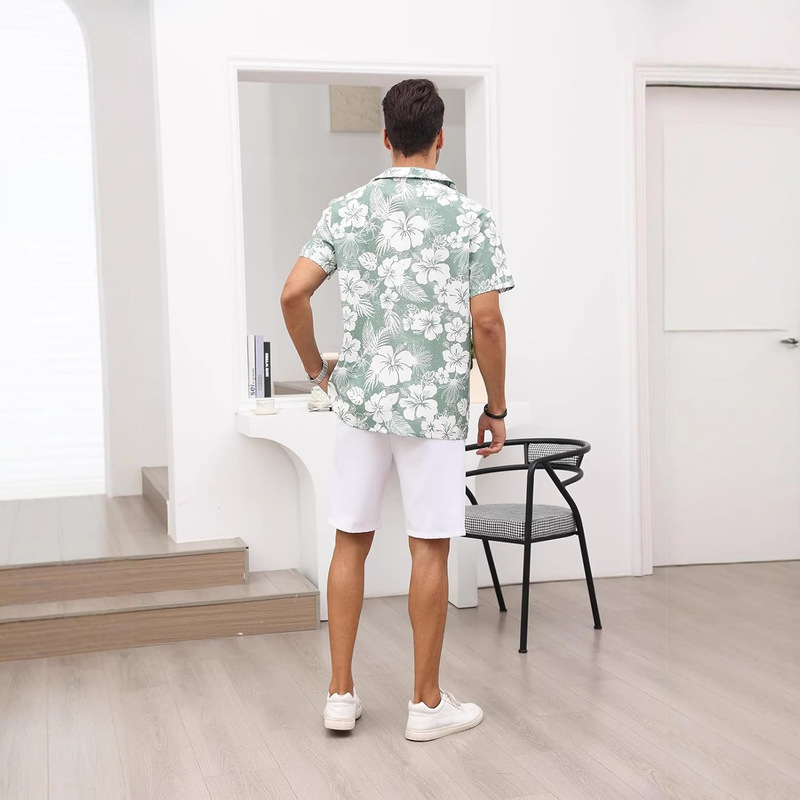 Men's Novelty Hawaiian Floral Shirt Summer Casual Button down Tropical Holiday Beach Shirts Khaki Gray Men's Novelty Hawaiian Floral Shirt Summer Casual Button down Tropical Holiday Beach Shirts Khaki Gray