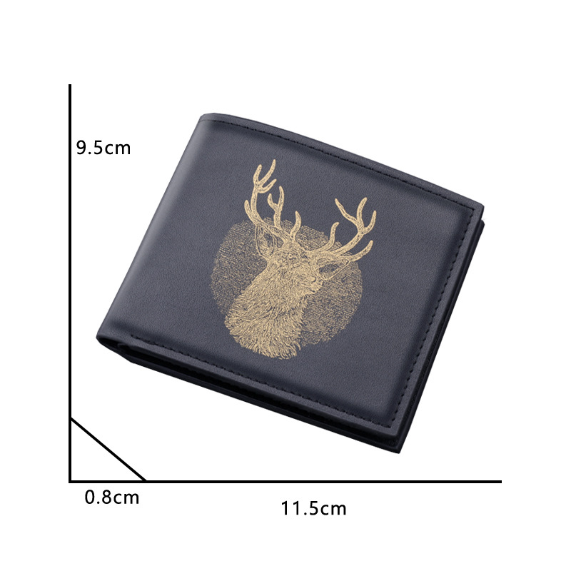 Yi Lu Ping Una cartera corta de los hombres de la licencia de conducir personalizada estudiante universitario simple ultra-delgada multi-tarjeta de la marca de moda billetera