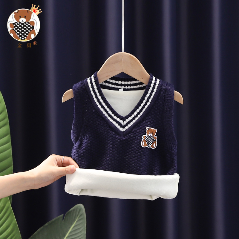 Entrega de una pieza [Jin Yong] Chaleco de punto para niños chaleco de lana bebé niña uniforme escolar Chaleco de suéter de hombre