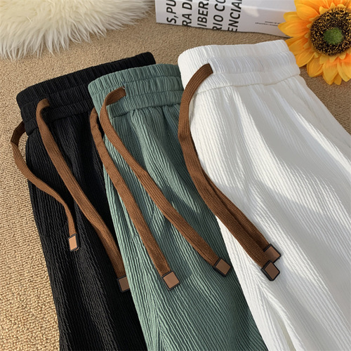 Stylish Summer New Men's Solid Color Casual Shorts Men's Thin Loose Pants Drawstring Sports Pants Five-Eighth Pants