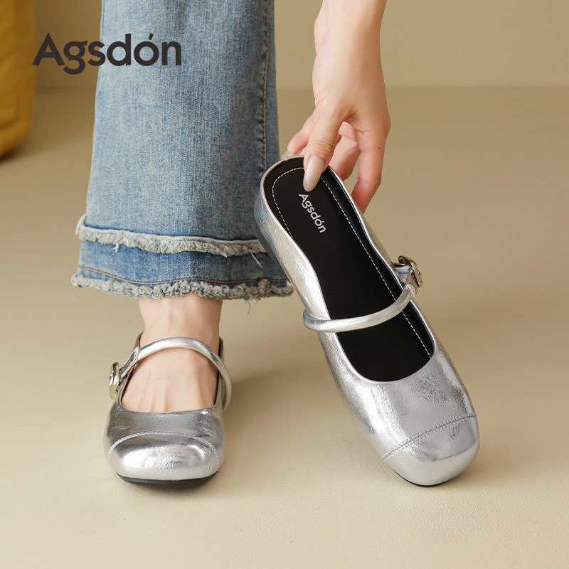 Sandalias Aogushiden de punta abierta para mujer, estilo nuevo primavera 2026, sandalias plateadas de tacón bajo, perfectas para combinar con vestidos, a la moda.