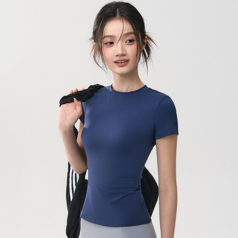 Peach Girl Versatile Yoga Wear Short Sleeve Women's Slim Fit Quick-Dry Fitness Top Running Training Sports T-Shirt Peach Girl Versatile Yoga Wear Short Sleeve Women's Slim Fit Quick-Dry Fitness Top Running Training Sports T-Shirt