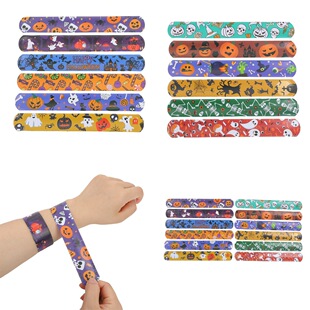 Cross-Border Halloween Slap Ring Horror Pumpkin Head Slap Ring Cartoon Ghost Pvc Bracelet Wrist Strap