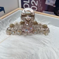 Французский коричневый зажим с 11cm хрустальными цветами, доступная роскошь и высококачественный зажим в виде акулы для волос на затылке, стильный зажим для волос