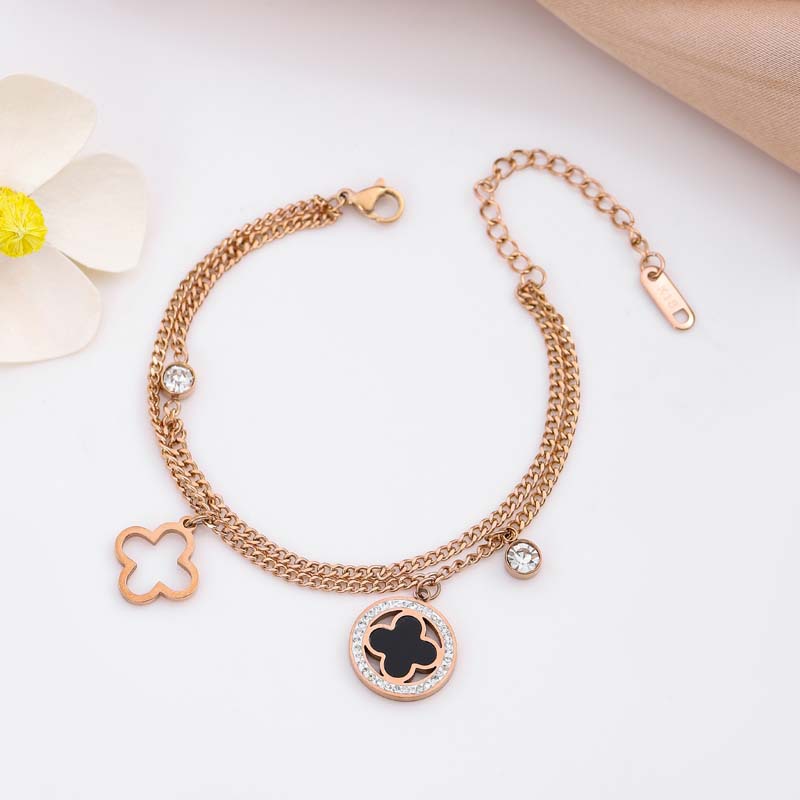 Lucky Clover de alta versión de moda de acero de titanio pulsera de lujo de comercio exterior de Amazon no desvanecer joyas de pulsera