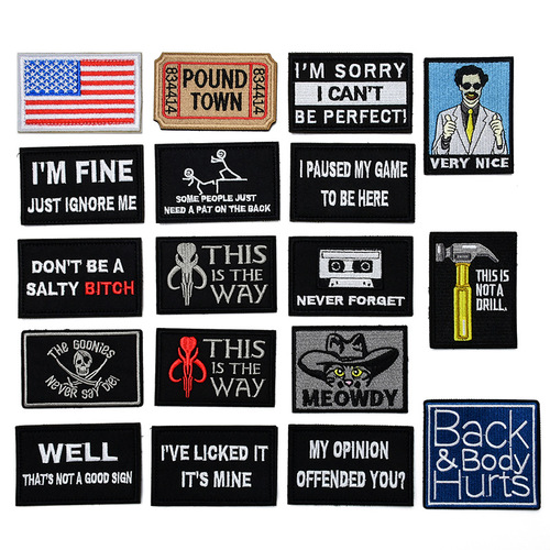 Cross-border embroidery Velcro suit hat backpack jacket decorative patch detachable armband humorous tactical Velcro