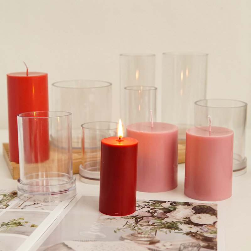 DIY Scented Candle Plastic Mold Flat Top Cylindrical Candle Mold Acrylic Transparent Pc Columnar Candle Mold
