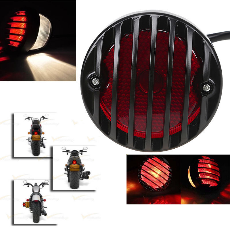Motorcycle retro fence metal taillight Harley XL883 cruise prince fence circular large taillight brake light