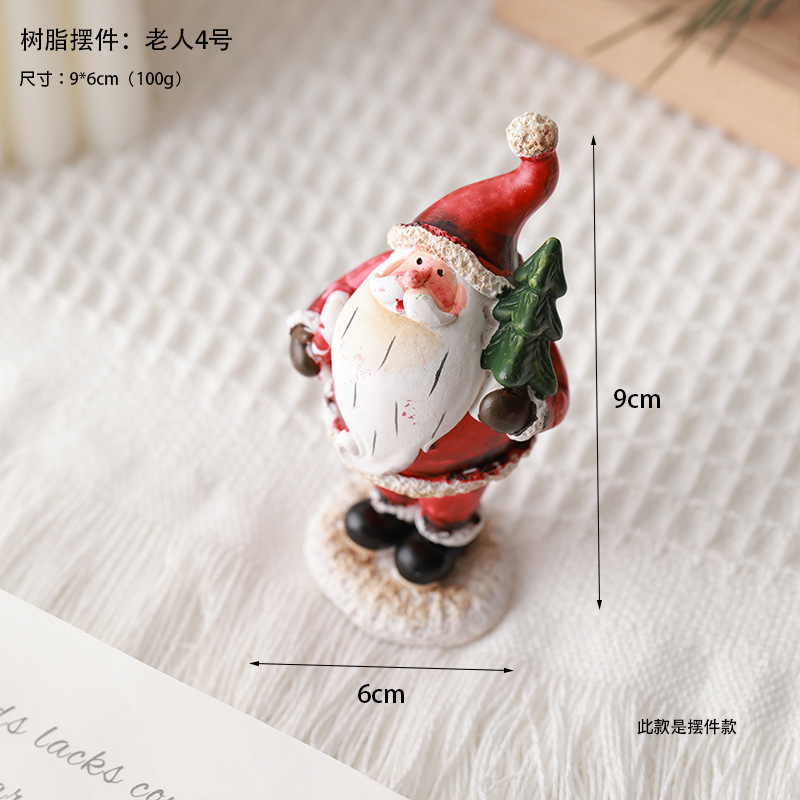 Decoración del árbol de Navidad de madera muñeca de resina decoración de escritorio decoración de micro paisaje muñeca de nieve