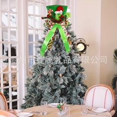 クロスボーダー新しいクリスマス帽子ツリートップスター圧縮折りたたみグリンチグリーンリボンクリスマスツリー装飾
