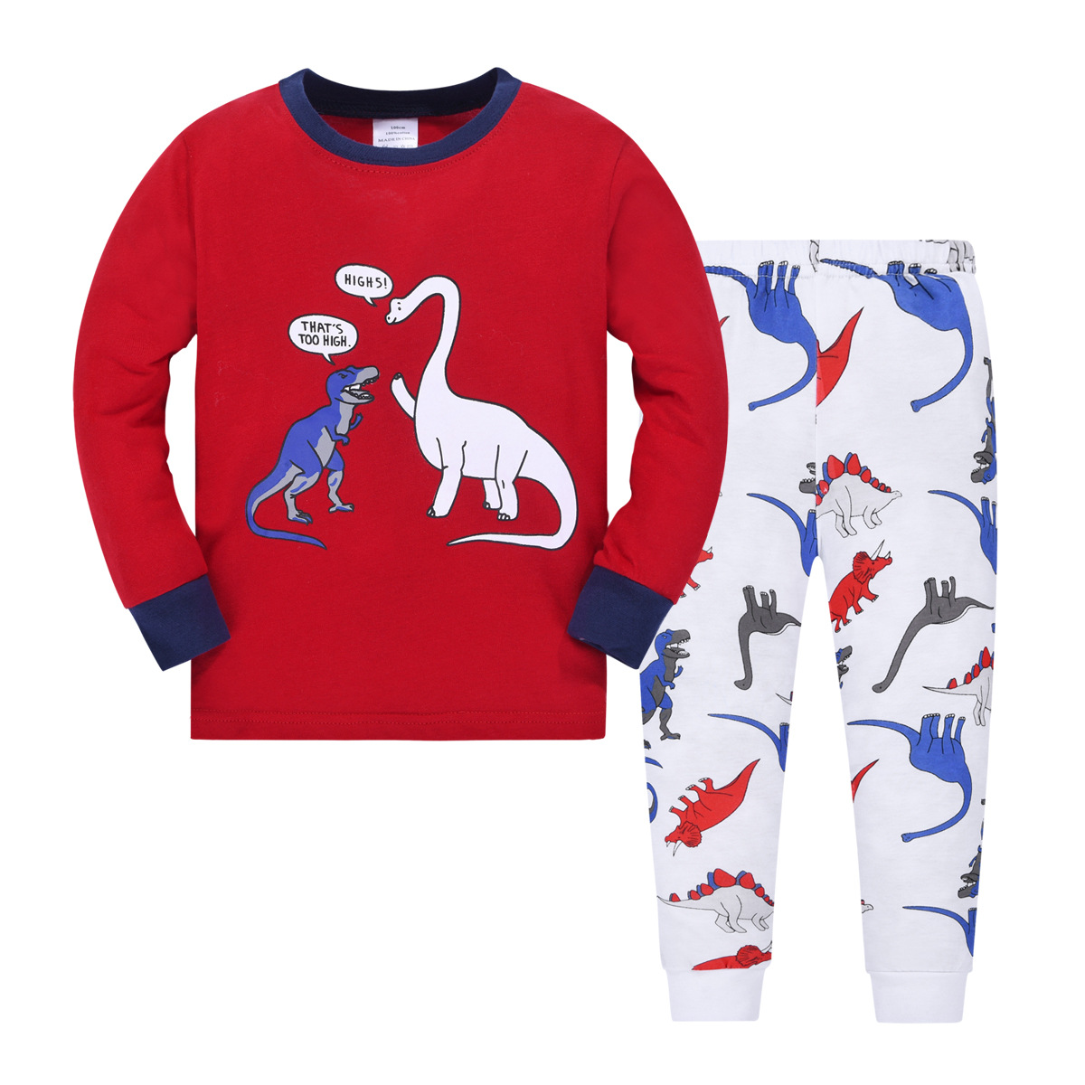 Ropa DE HOGAR DE LOS NIÑOS traje de comercio exterior al por mayor estilo europeo y americano cuello redondo manga larga pijamas de algodón conjunto de dos piezas