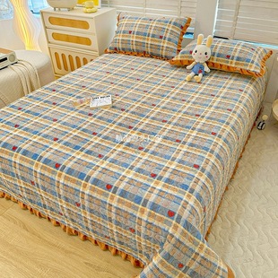 Lace Milk Velvet Bed Cover Single Piece Autumn and Winter Fleece-Lined Bed Bed Sheets Thickeneded Flannel Coral Velvet Quilt Three-Piece Set Kang Cover