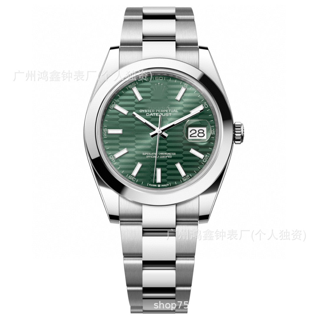 comercio exterior transfronterizo Oyster Registro de movimiento constante Reloj de apertura verde oliva Registro de hombre Reloj mecánico automático al por mayor