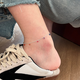 Color zircon anklet 925 sterling silver spring and summer original design anklet student girlfriends accessories new 4067G