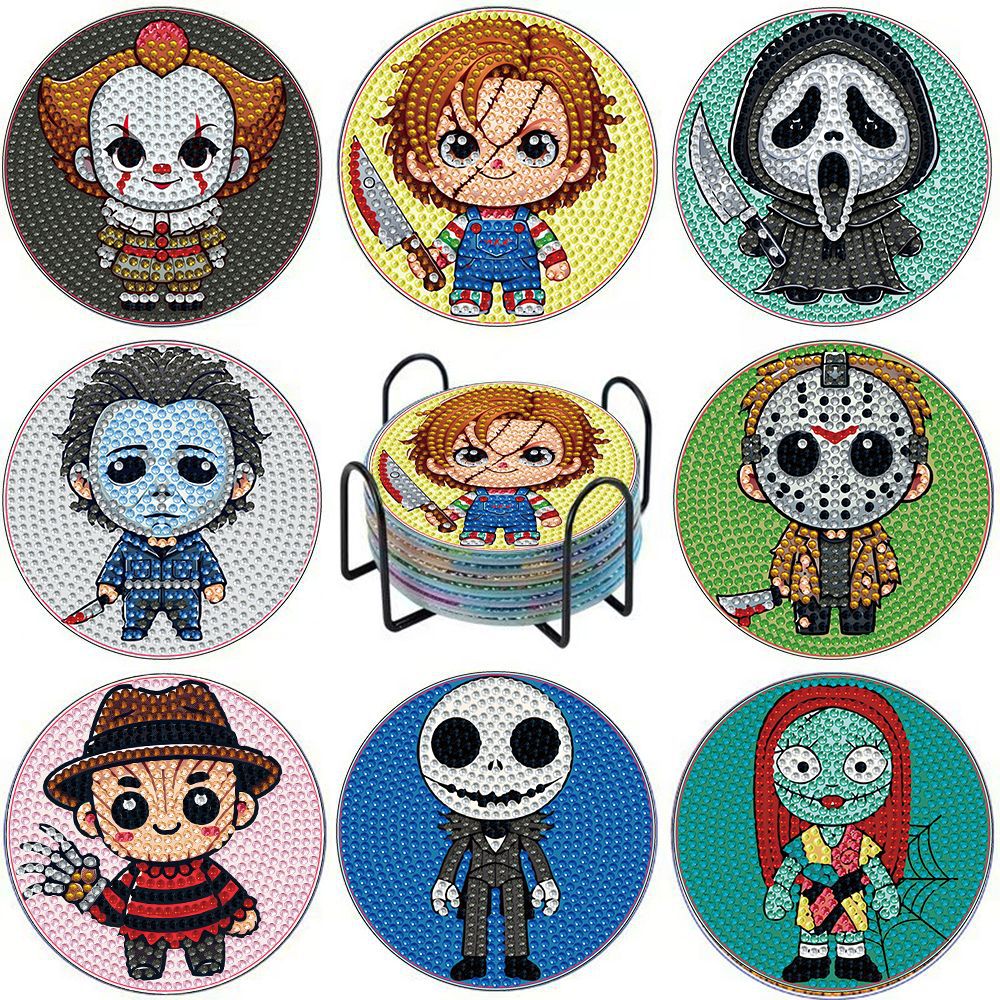 Novedad transfronteriza Amazon: Tapete de aislamiento térmico DIY para el hogar con pintura de diamantes, diseño de Halloween, con diamantes completos, hecho a mano, arte de pegatinas de diamantes.