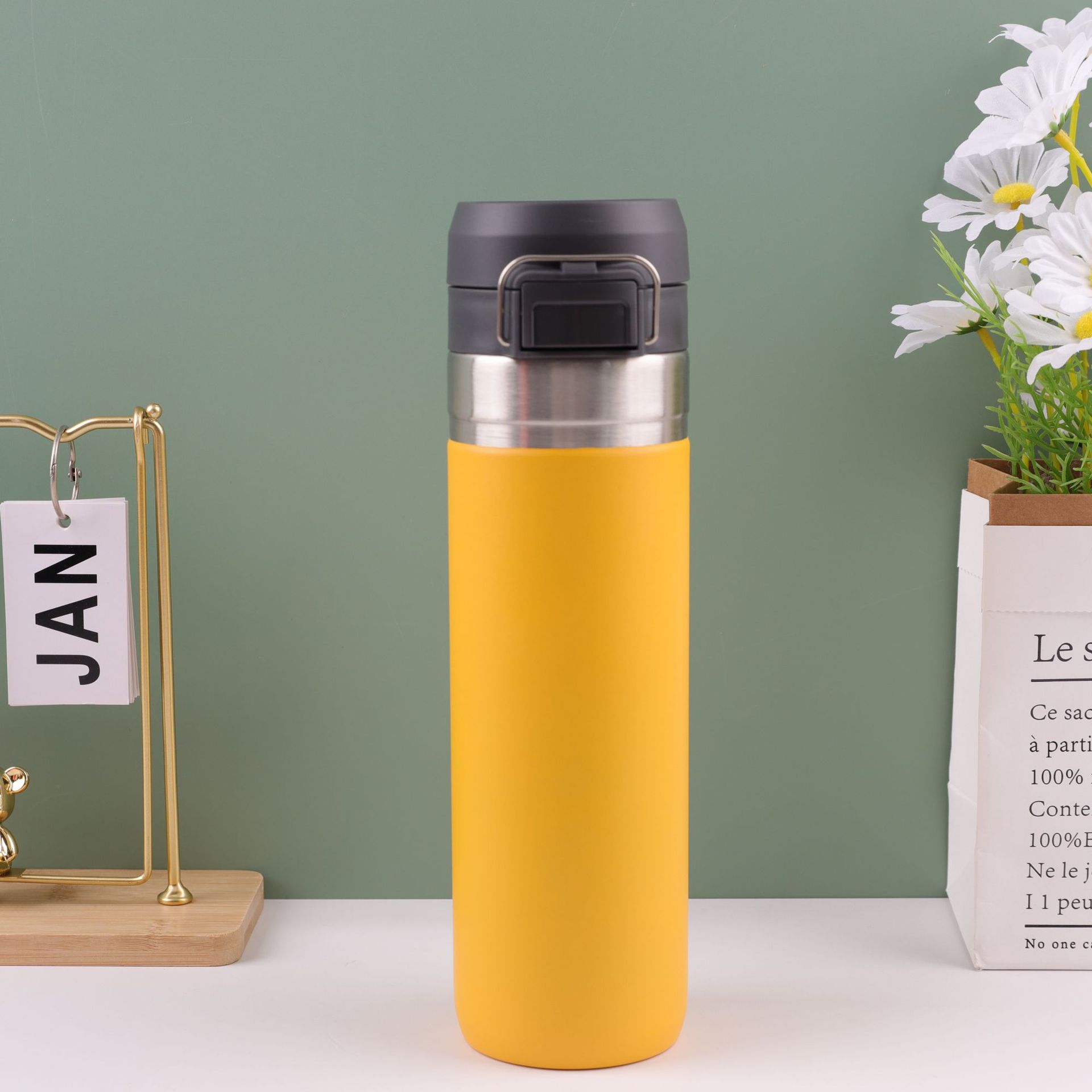 Nuevo termo de rebote de acero inoxidable 304 transfronterizo, botella de agua deportiva portátil, taza de agua doméstica simple al por mayor